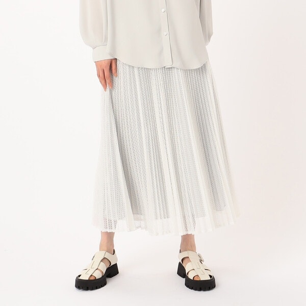 ギャバジン K．T（Gabardine K．T）/〔 +サイズ 〕 T／Cレース プリーツスカート