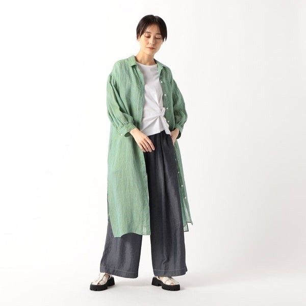 ギャバジン K．T（Gabardine K．T）/リネン・ルポワン染シャンブレー リネンロングシャツ