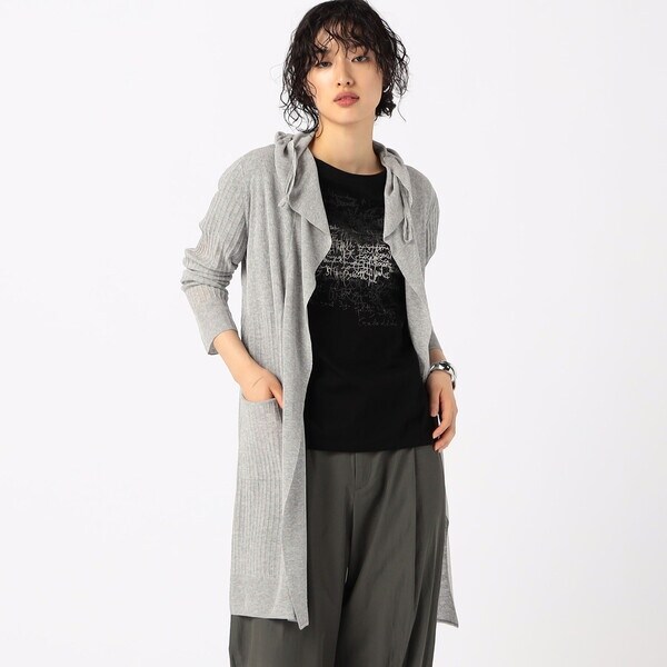 ギャバジン K．T（Gabardine K．T）/〔 +サイズ 〕 【2WAY】ビスコース×peフィラメントヤーン ストライプ柄ロングカーディガンの通販は