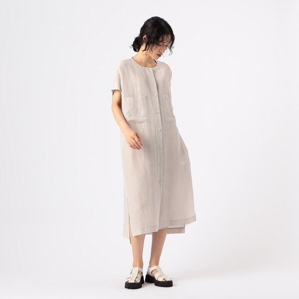 ギャバジン K．T（Gabardine K．T）/〔 +サイズ 〕 アセテートリネンタッサー クルーネックロングシャツジレ_2