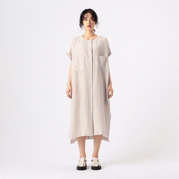 ギャバジン K．T（Gabardine K．T）/〔 +サイズ 〕 アセテートリネンタッサー クルーネックロングシャツジレ_4