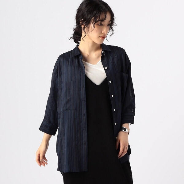 ギャバジン K．T（Gabardine K．T）/ジャカードボーダー 身幅たっぷりシャツ