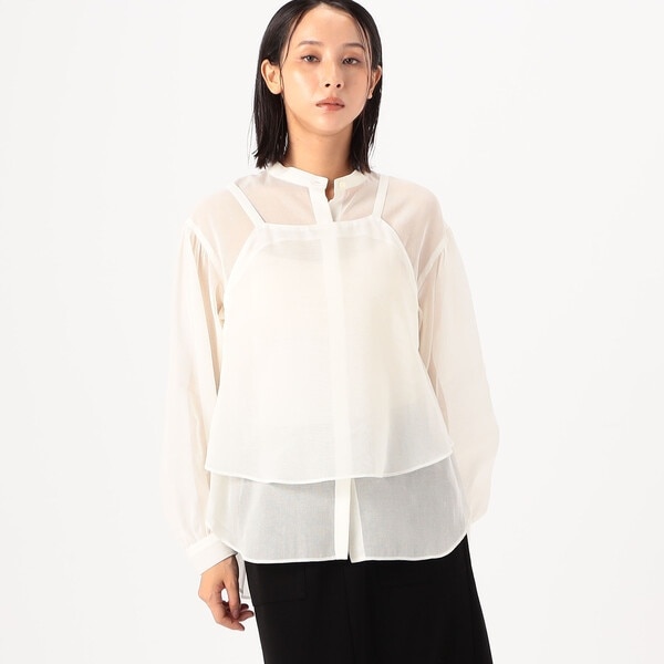 ギャバジン K．T（Gabardine K．T）/【ツインセット】コットン和紙シアー平織り シアージレ×ブラウス