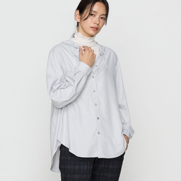 ギャバジン K．T（Gabardine K．T）/〔 +サイズ 〕 マイクロスパン フード付きブラウス