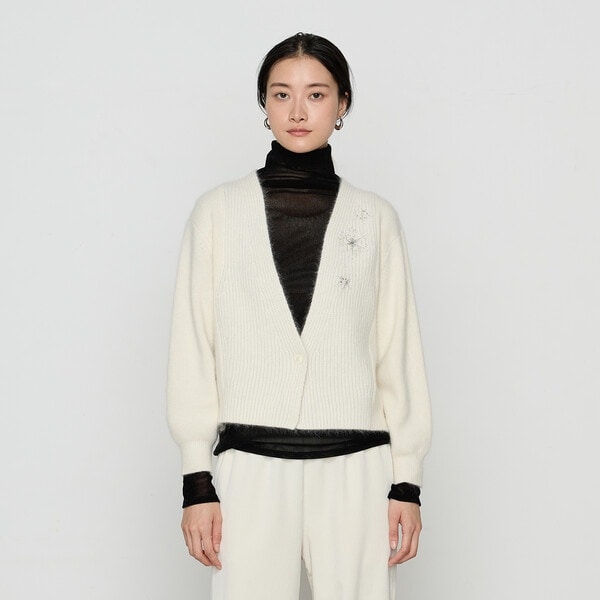 ギャバジン K．T（Gabardine K．T）/〔 +サイズ 〕 ラクーン×アンゴラブレンドヤーン パーティーニット・ショートカーデ