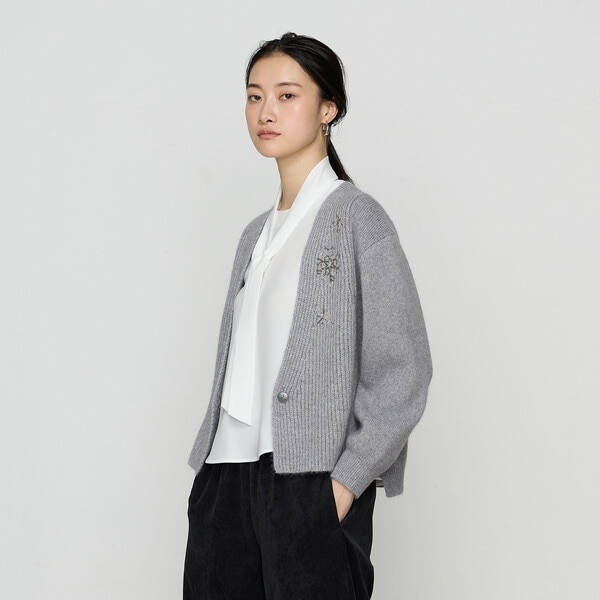 ギャバジン K．T（Gabardine K．T）/ラクーン×アンゴラブレンドヤーン パーティーニット・ショートカーデ_1