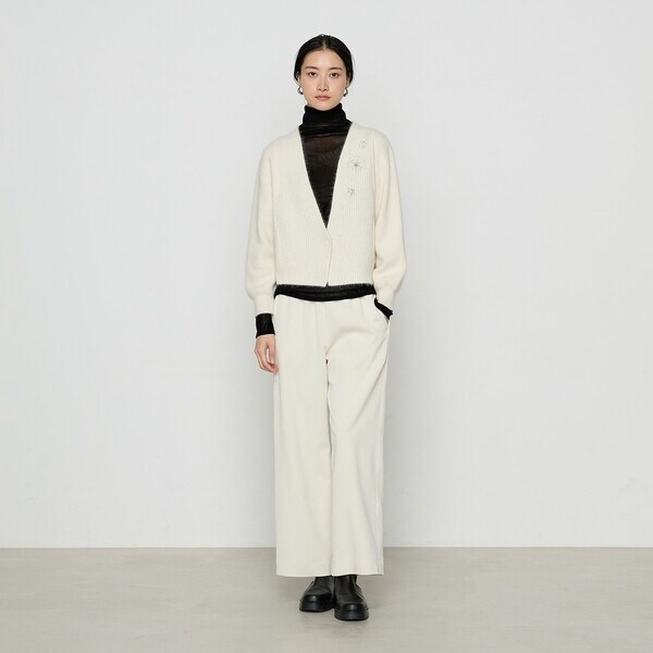 ギャバジン K．T（Gabardine K．T）/ラクーン×アンゴラブレンドヤーン パーティーニット・ショートカーデ_2