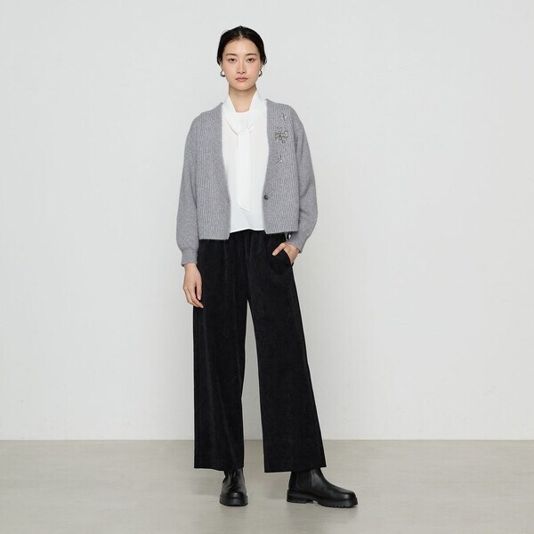 ギャバジン K．T（Gabardine K．T）/ラクーン×アンゴラブレンドヤーン パーティーニット・ショートカーデ_4
