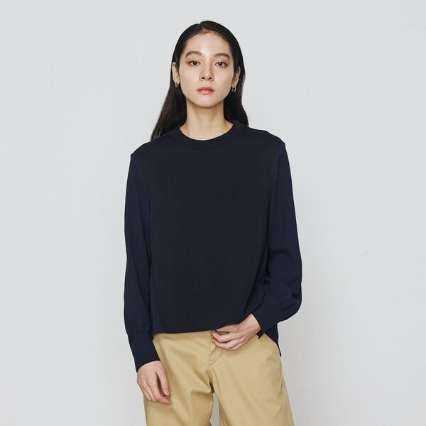 ギャバジン K．T（Gabardine K．T）/バックサテン梨地 ニットドッキングブラウス