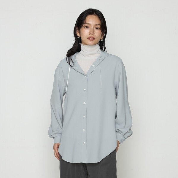 ギャバジン K．T（Gabardine K．T）/バックサテン梨地 フード付きブラウス