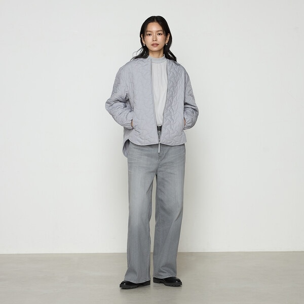 ギャバジン K．T（Gabardine K．T）/〔 +サイズ 〕 波柄Wキルト ノーカラーブルゾン_3