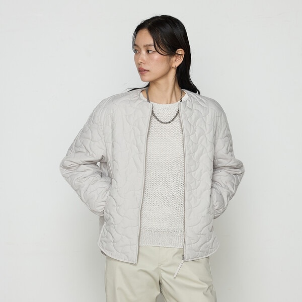 ギャバジン K．T（Gabardine K．T）/〔 +サイズ 〕 波柄Wキルト ノーカラーブルゾン_6