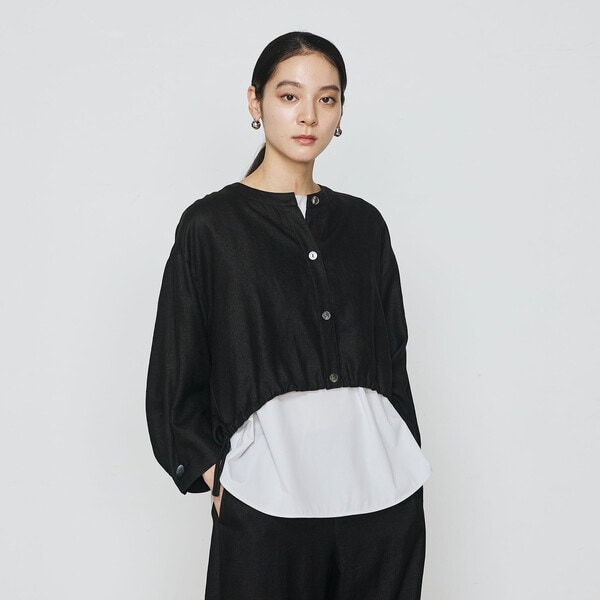 ギャバジン K．T（Gabardine K．T）/麻調合繊 レイヤードブルゾン_1