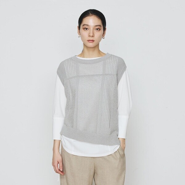 ギャバジン K．T（Gabardine K．T）/【2WAY】和紙×peフリーゼヤーン スクエアメッシュベスト