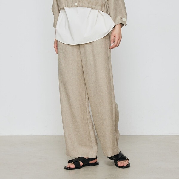 ギャバジン K．T（Gabardine K．T）/〔 +サイズ 〕 麻調合繊 ワイドパンツ