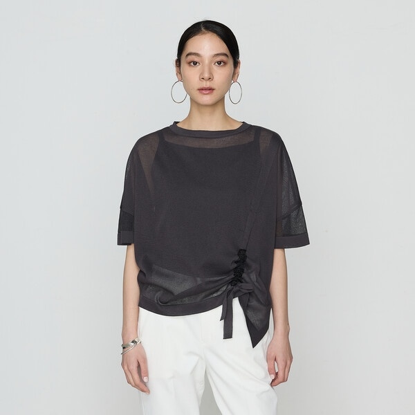 ギャバジン K．T（Gabardine K．T）/〔 +サイズ 〕 オーガニックコットン×リサイクルPe ドローストリングシアーセーター