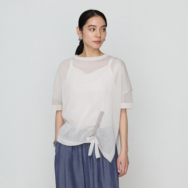 ギャバジン K．T（Gabardine K．T）/オーガニックコットン×リサイクルPe ドローストリングシアーセーター_1