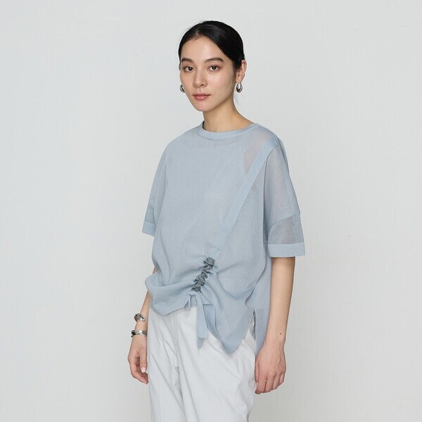 ギャバジン K．T（Gabardine K．T）/オーガニックコットン×リサイクルPe ドローストリングシアーセーター_2