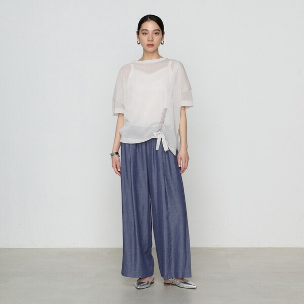 ギャバジン K．T（Gabardine K．T）/オーガニックコットン×リサイクルPe ドローストリングシアーセーター_3