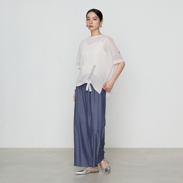 ギャバジン K．T（Gabardine K．T）/オーガニックコットン×リサイクルPe ドローストリングシアーセーター_4