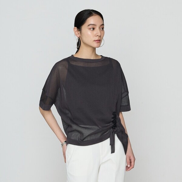 ギャバジン K．T（Gabardine K．T）/オーガニックコットン×リサイクルPe ドローストリングシアーセーター_8