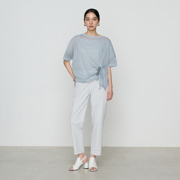 ギャバジン K．T（Gabardine K．T）/オーガニックコットン×リサイクルPe ドローストリングシアーセーター_11