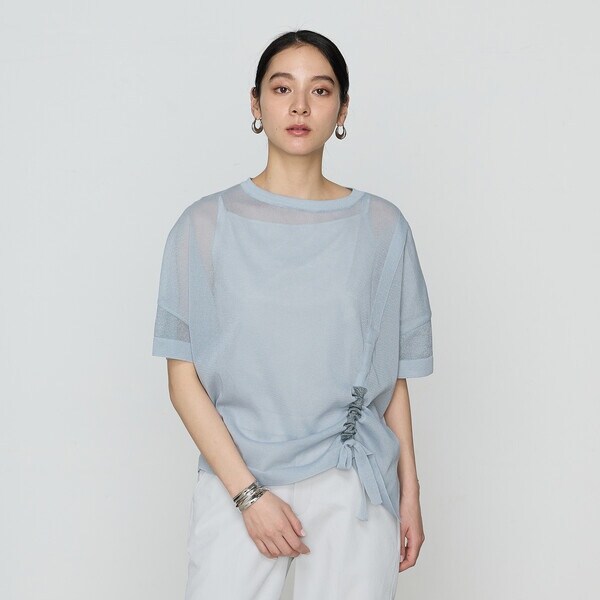 ギャバジン K．T（Gabardine K．T）/オーガニックコットン×リサイクルPe ドローストリングシアーセーター_13