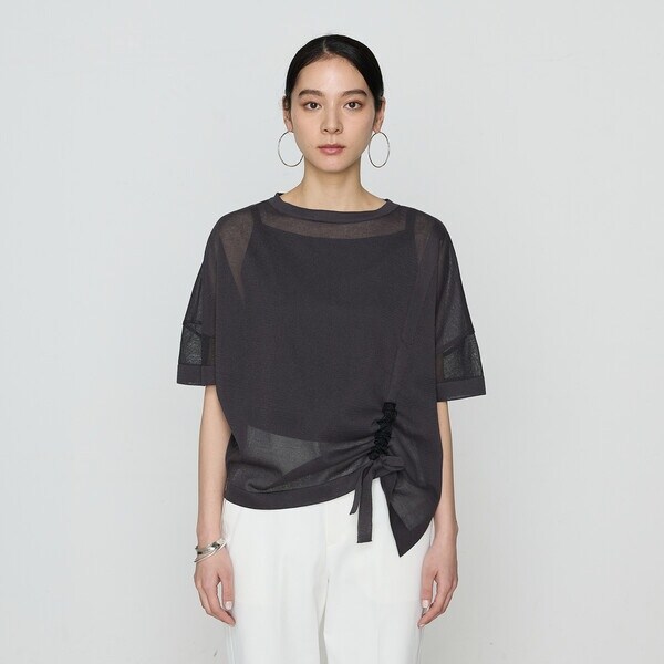 ギャバジン K．T（Gabardine K．T）/オーガニックコットン×リサイクルPe ドローストリングシアーセーター_14