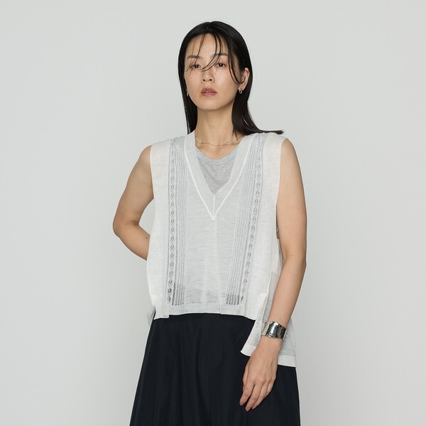 ギャバジン K．T（Gabardine K．T）/ハイグレードラミー シアー×ラメレースベスト