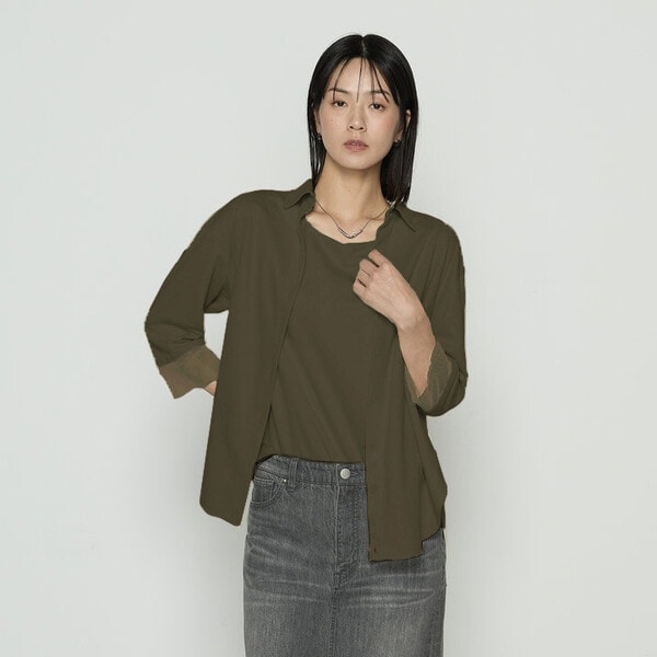 ギャバジン K．T（Gabardine K．T）/ポリスエード タンクトップ付きブラウス