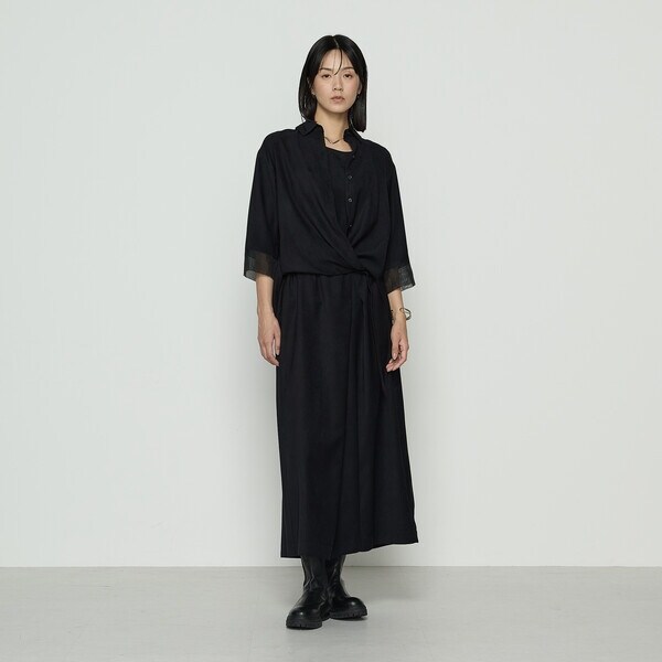 ギャバジン K．T（Gabardine K．T）/ポリスエード ラップ風スカート_4