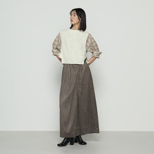 ギャバジン K．T（Gabardine K．T）/ポリスエード ラップ風スカート_8