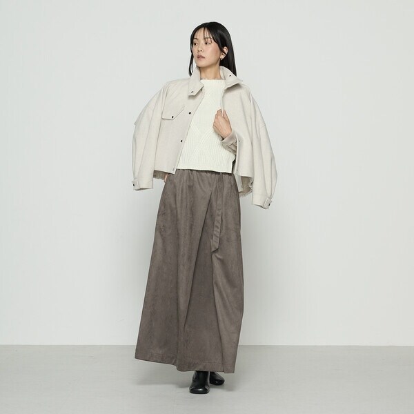 ギャバジン K．T（Gabardine K．T）/ポリスエード ラップ風スカート_9
