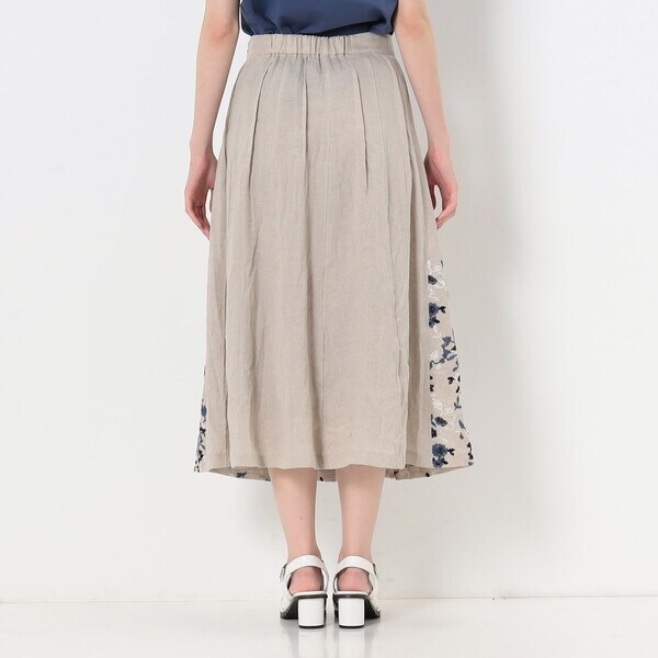 K．T キヨコ タカセ/〔 Sサイズ 〕 リネンフラワー 刺繍ハギプリーツ