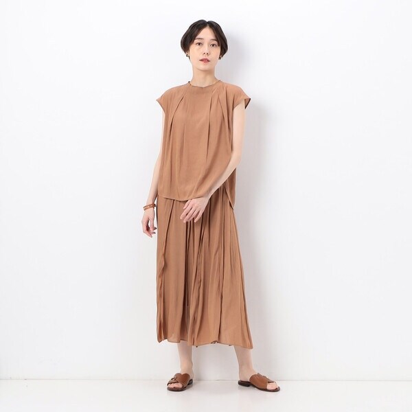 K．T キヨコ タカセ（K．T KIYOKO TAKASE）/【セットアップ対応】スプリットジョーゼット アートプリント タックブラウス K．T キヨコ タカセ（K．T KIYOKO TAKASE）/【セットアップ対応