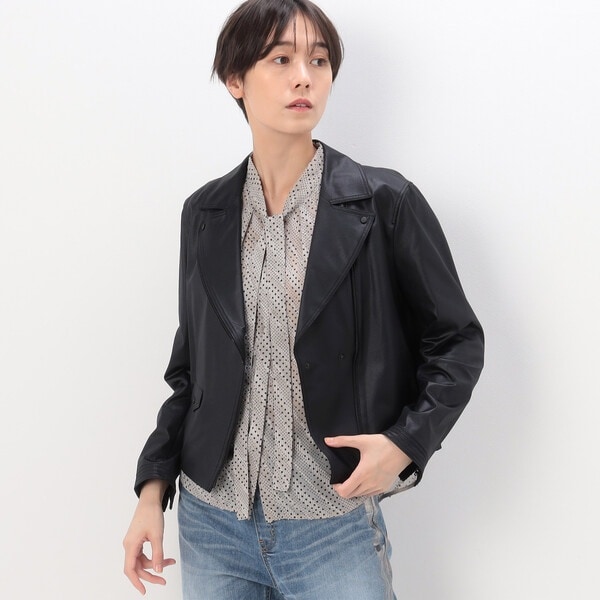 K．T キヨコ タカセ（K．T KIYOKO TAKASE）/〔 TALLサイズ 〕 ポンチフェイクレザーエンボス ライダースジャケット
