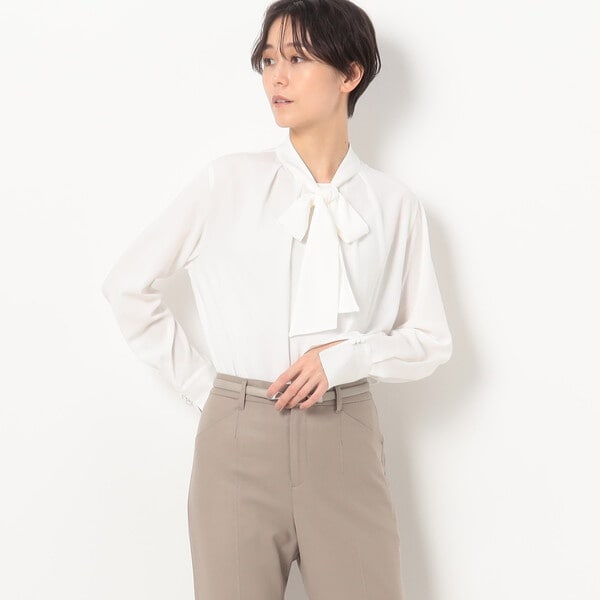 K．T キヨコ タカセ（K．T KIYOKO TAKASE）/〔 Sサイズ 〕 トリアセコットンサテン ボウタイブラウスの通販は