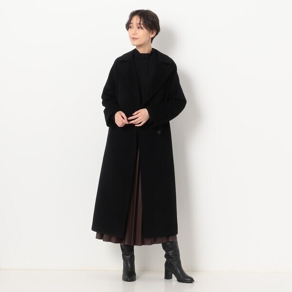 H276*キヨコタカセ☆Aライン☆マキシ☆ウール☆ロング☆コート☆黒ブラックM. UNISEX]ウールバックボタンマキシロングコート(ブラック