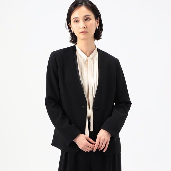 K．T キヨコ タカセ（K．T KIYOKO TAKASE）/【セットアップ対応】トリアセテートポリエステルダブルクロス ノーカラージャケットの通販は