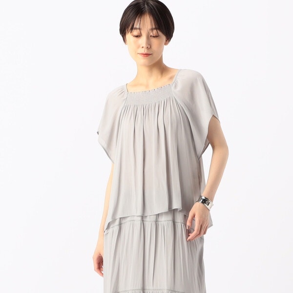 K．T キヨコ タカセ（K．T KIYOKO TAKASE）/【セットアップ対応】スプリットジョーゼット シャーリングブラウス