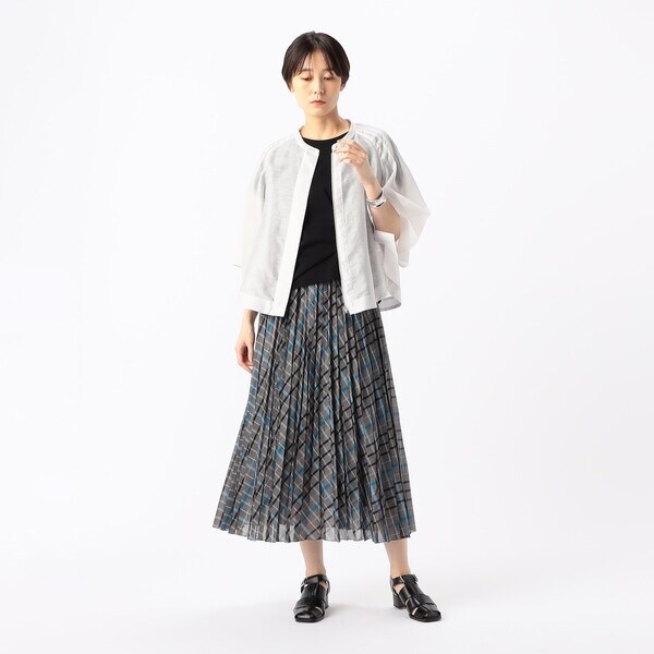 K．T キヨコ タカセ（K．T KIYOKO TAKASE）/〔 Sサイズ 〕 シアーリネンチェック プリーツスカート_2