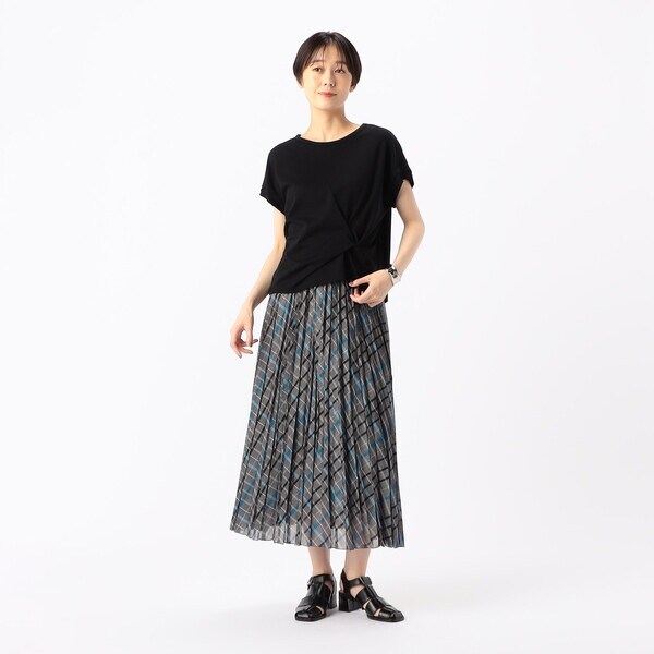 K．T キヨコ タカセ（K．T KIYOKO TAKASE）/〔 Sサイズ 〕 シアーリネンチェック プリーツスカート_3