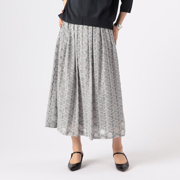 K．T キヨコ タカセ（K．T KIYOKO TAKASE）/〔 TALLサイズ 〕 【セットアップ対応】籠目柄オパールプリント タックスカート