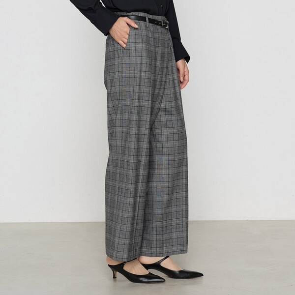 K．T キヨコ タカセ（K．T KIYOKO TAKASE）/2WAYストレッチチェックフラノ デザインワイドパンツ