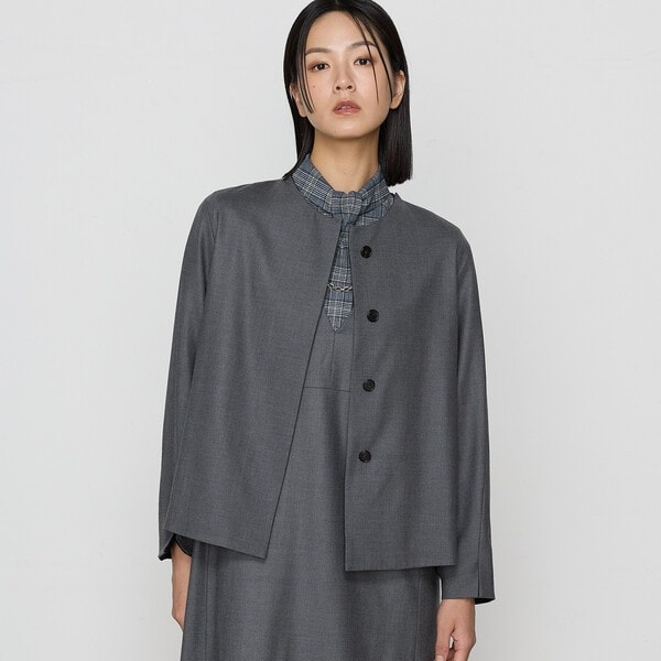美品 K.T キヨコタカセ ウール カシミヤ 無地 グレー ショート
