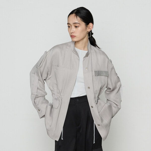 K．T キヨコ タカセ（K．T KIYOKO TAKASE）/〔 Sサイズ 〕 テンセルリネンサテン ミリタリー調シャツブルゾン