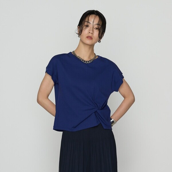 K．T キヨコ タカセ（K．T KIYOKO TAKASE）/〔 Sサイズ 〕 コットン強撚ポンチ デザインタックシャツ