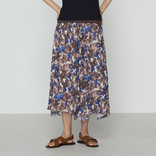 K．T キヨコ タカセ（K．T KIYOKO TAKASE）/強撚カッセンアートプリント ハンカチーフヘムスカート