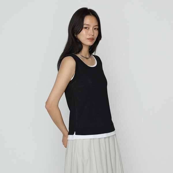 K．T キヨコ タカセ（K．T KIYOKO TAKASE）/〔 TALLサイズ 〕 強撚ガステレコ／オーガニック レイヤードタンクトップ