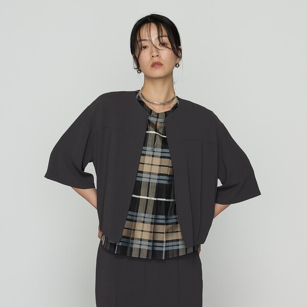 K．T キヨコ タカセ（K．T KIYOKO TAKASE）/バックサテンジョーゼット ハーフスリーブブルゾン